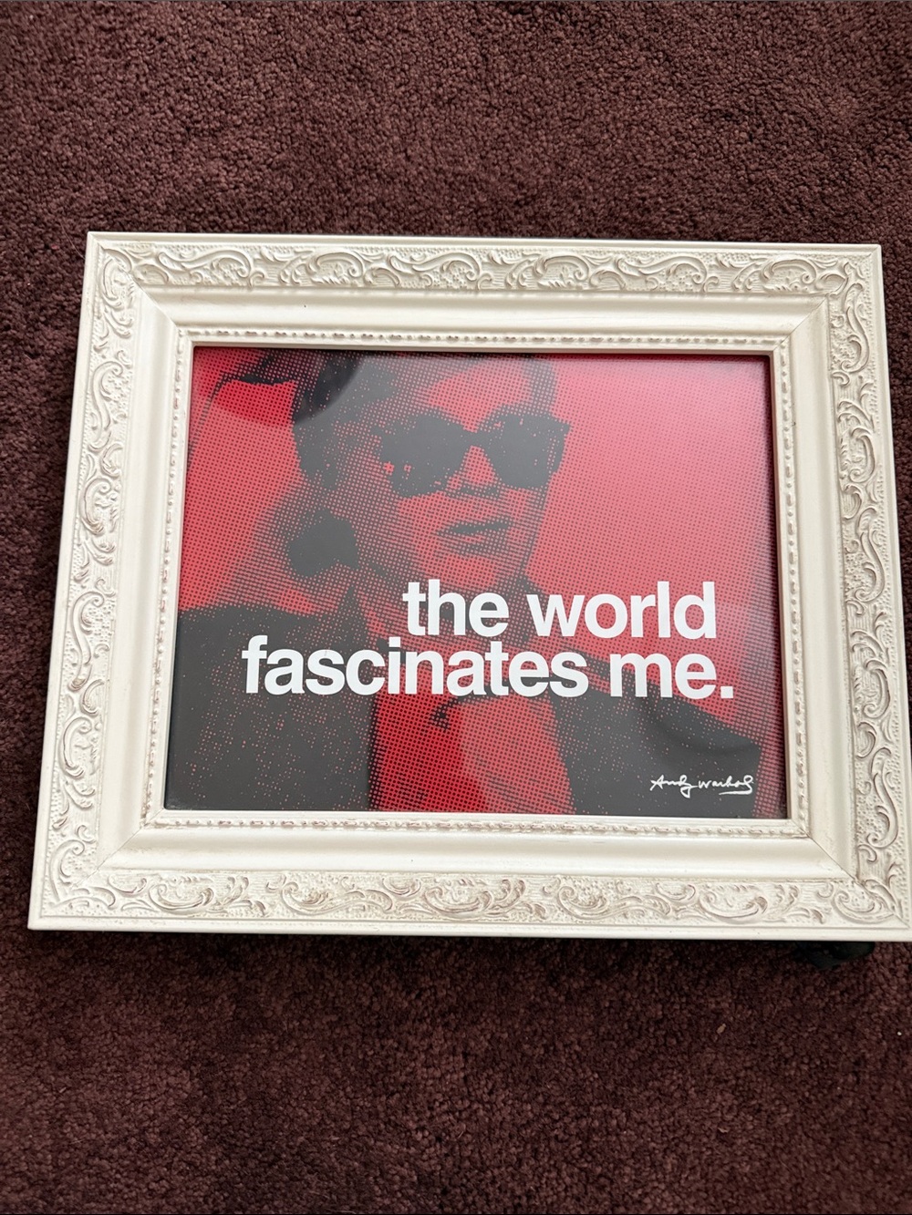 Framed Wall Art - 'The World Fascinates Me' Red and Black Print
